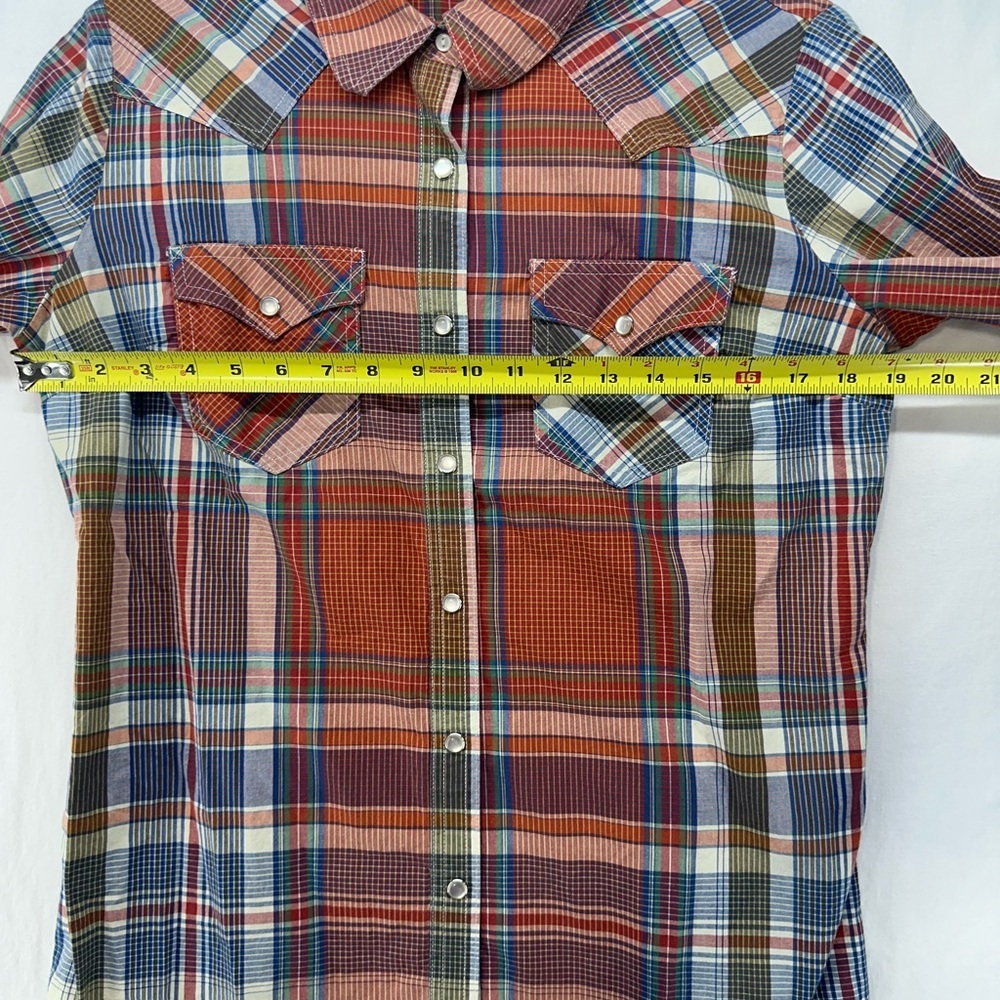 Wrangler Western Plaid Shirt Double Pockets Pearl Snap Closure Womens Size M - Picture 4 of 7